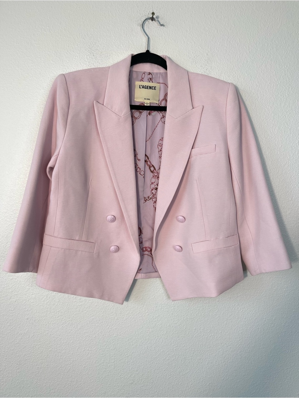 L’agence Brooke Open-Front Brooke Blazer in Pale Rose Faded Chain Size 8 - Picture 5 of 13